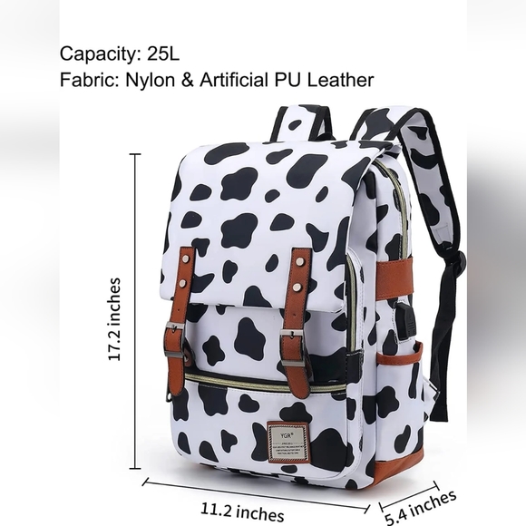 YGR school business travel backpack  cow print new - Picture 12 of 15